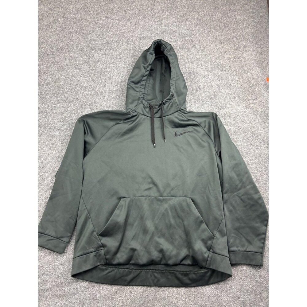 Nike Dri-Fit Pullover Mens XL Green Hooded Fleece Lined Sweatshirt Pocket Raglan